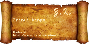 Zrinyi Kinga névjegykártya